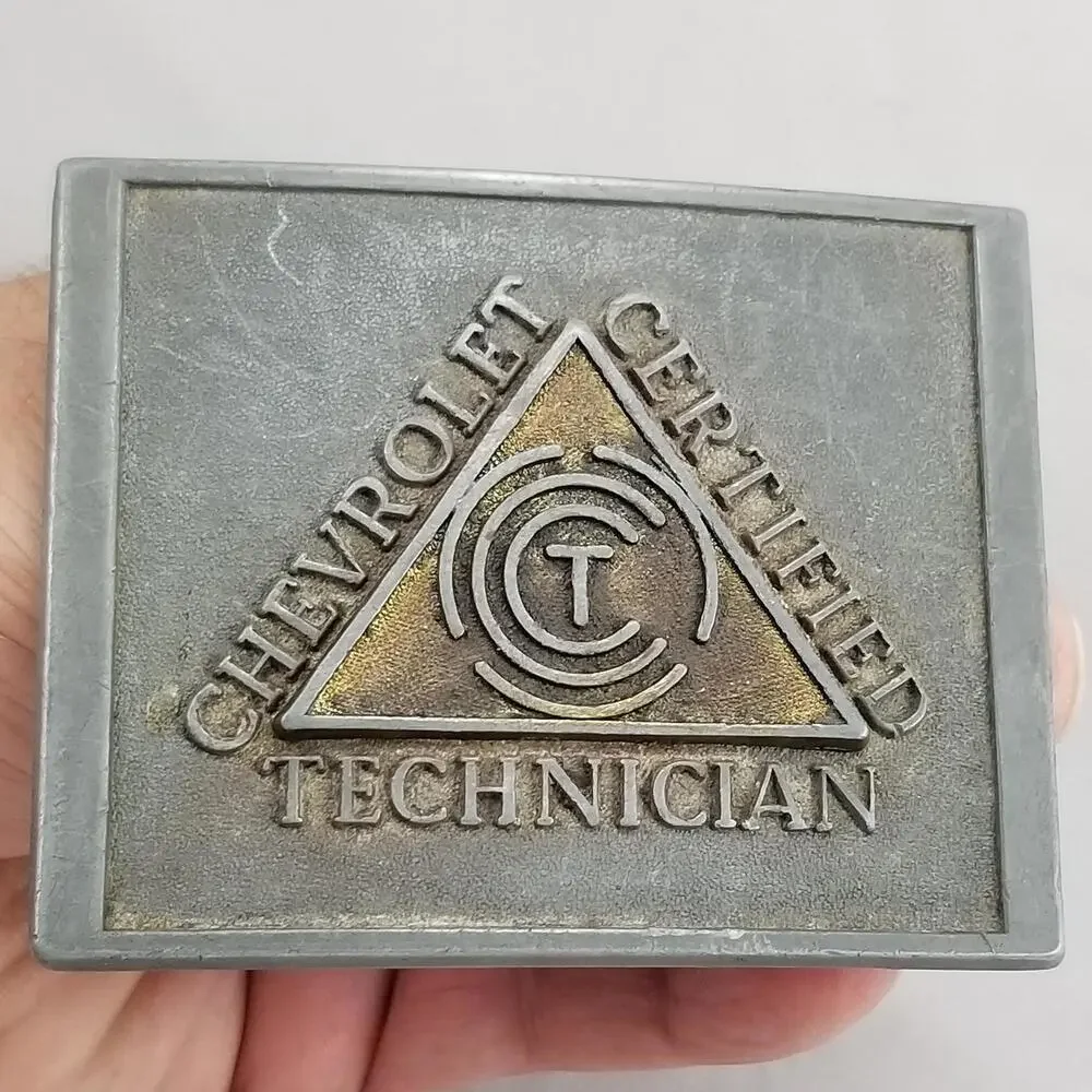 Vintage Belt Buckle Chevrolet Certified Technician Mechanic USA Made By RJR & Co